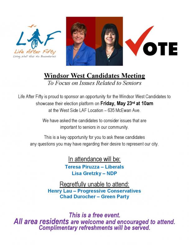 Life After Fifty Hosts Windsor West Candidates Meeting